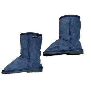 UGG Australian Made Sheepskin Boots Kids 7 Navy Blue Shearling Toddler Boot NEW